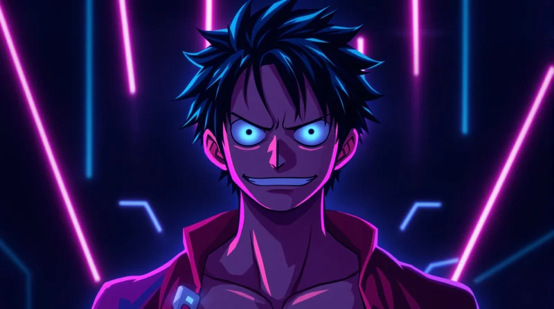 neon anime luffy pfp portrait