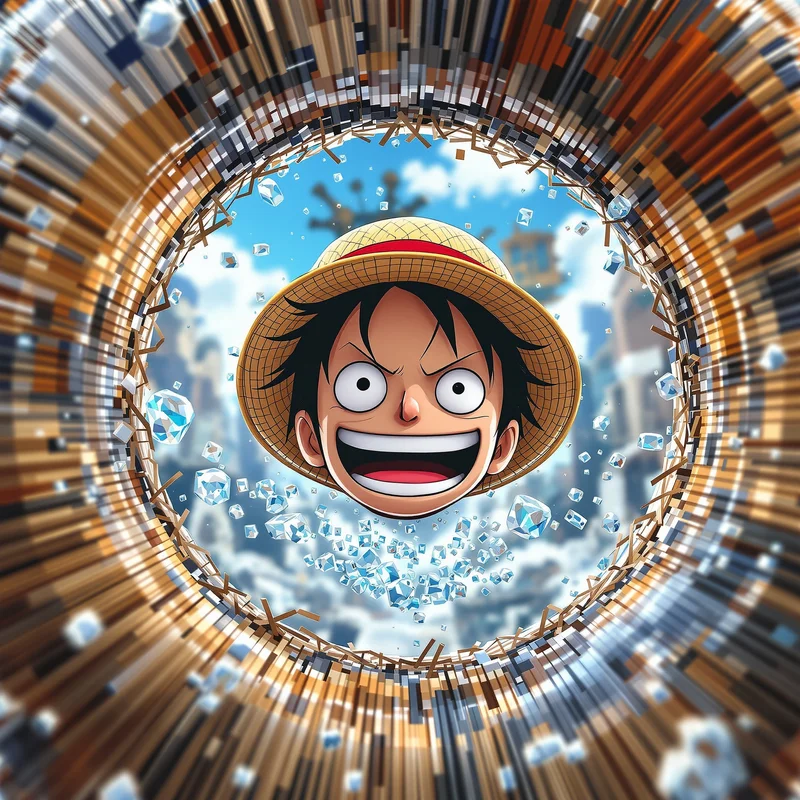 Luffy PFP avatar with uncanny smile distortion and strong face visibility
