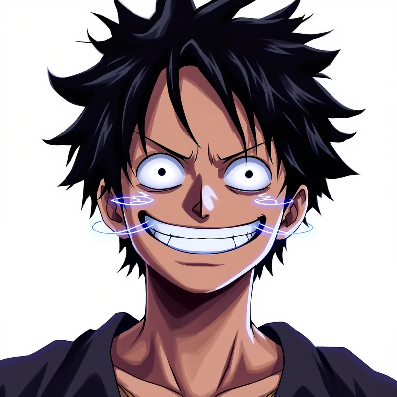 Luffy avatar profile image with surreal face warp and clear recognition