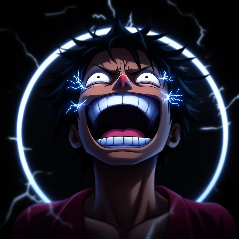 Luffy avatar profile image with surreal face warp and clear recognition
