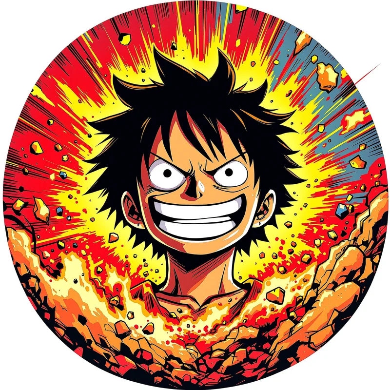 Surreal Luffy avatar portrait with bizarre pirate energy and strong identity
