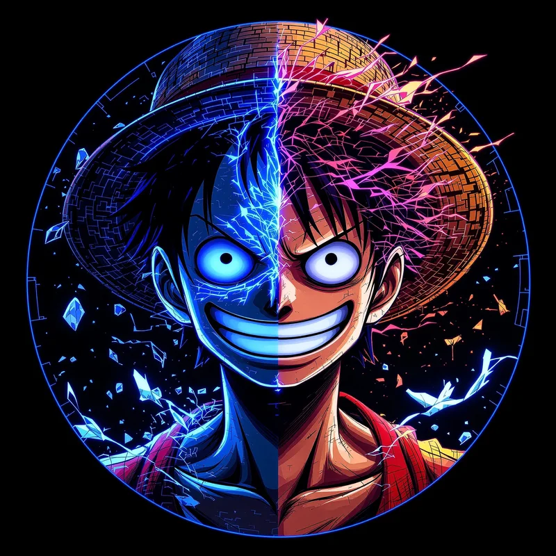 Luffy PFP avatar with uncanny smile distortion and strong face visibility