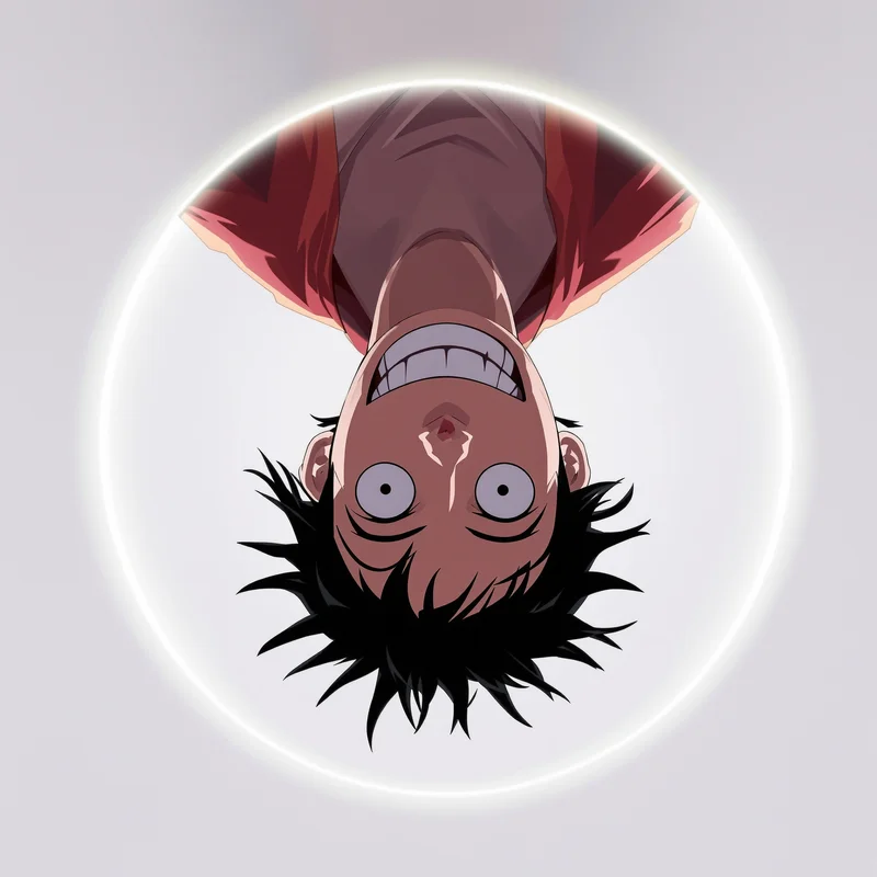 Bold Luffy PFP with warped anime composition and readable icon structure
