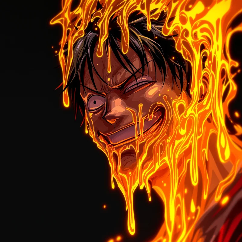 Luffy avatar profile image with surreal face warp and clear recognition
