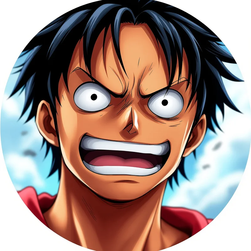 Luffy avatar portrait with energetic anime presence