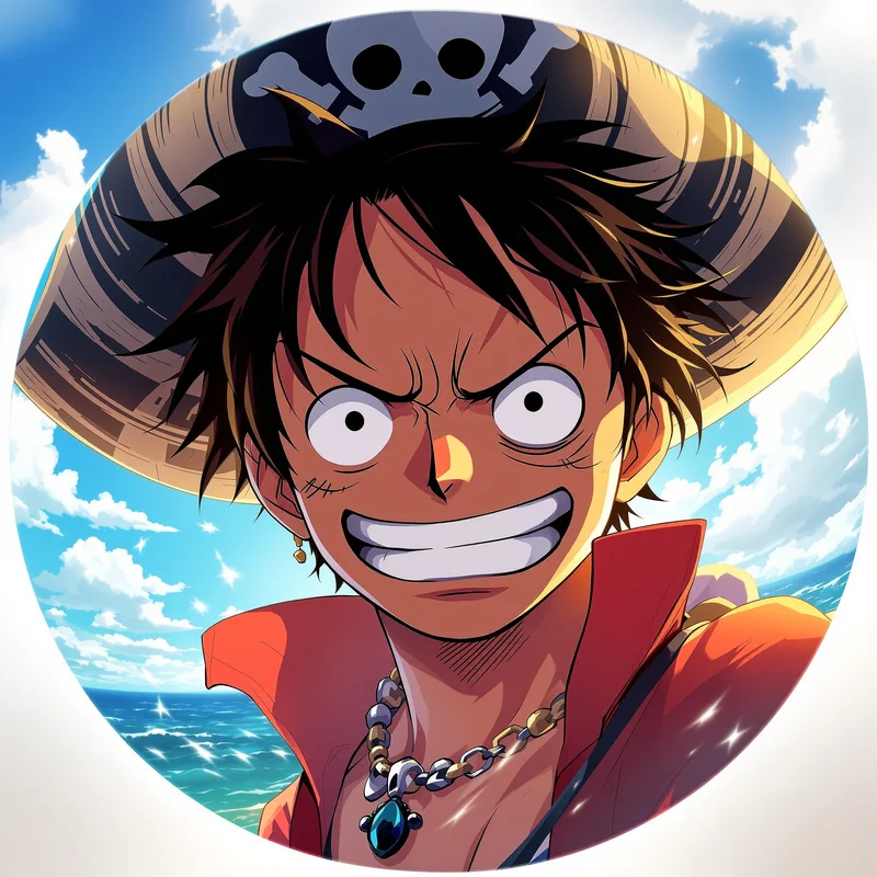 Luffy avatar portrait with energetic anime presence