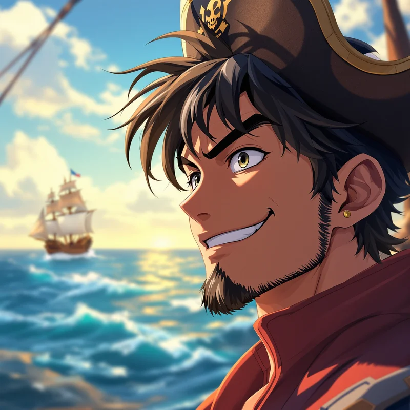 Luffy avatar portrait with energetic anime presence
