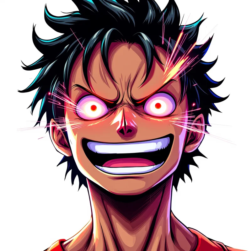 Experimental Luffy PFP with chaotic anime energy and compact avatar readability