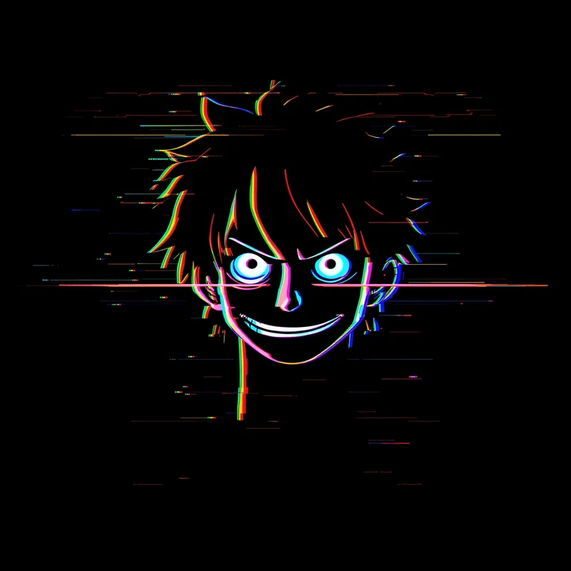 Chaotic Luffy avatar portrait with surreal pirate energy and memorable impact