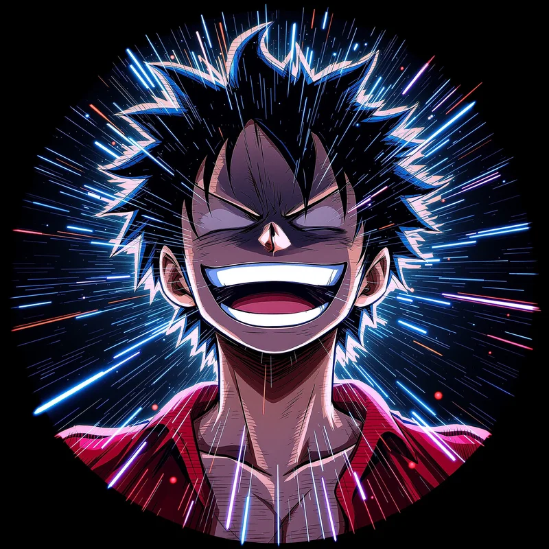 Chaotic Luffy avatar portrait with surreal pirate energy and memorable impact