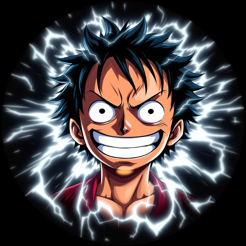 Bold Luffy PFP with warped anime composition and readable icon structure