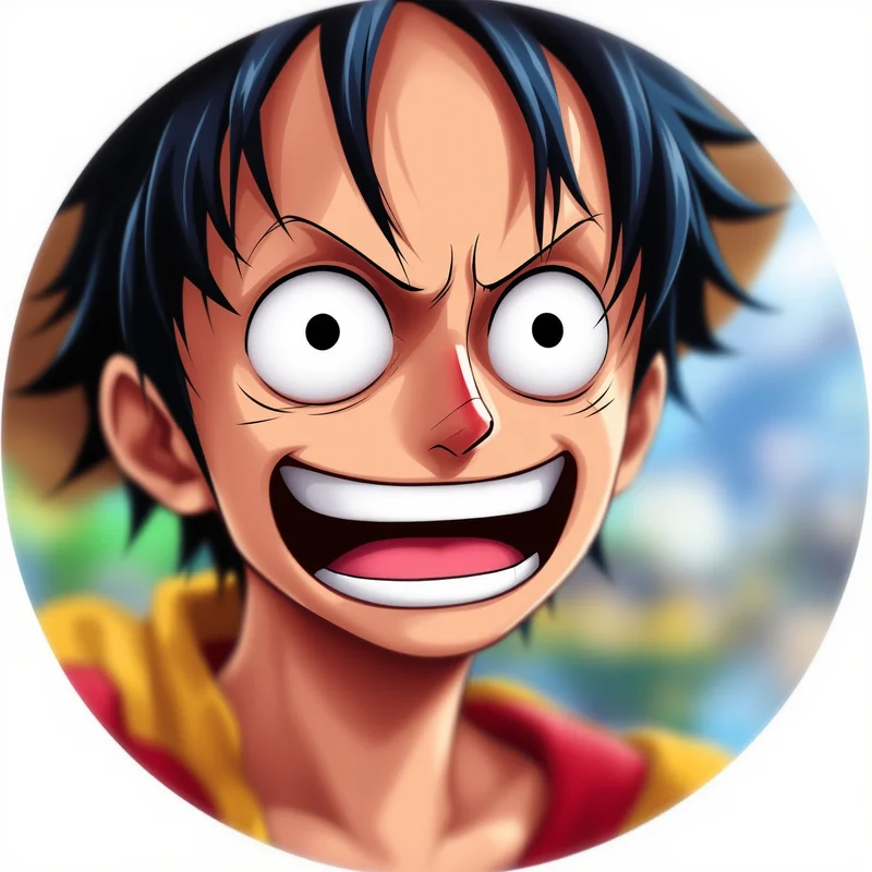 Luffy PFP avatar with uncanny smile distortion and strong face visibility