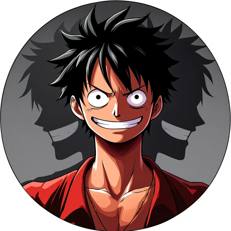 Surreal Luffy avatar portrait with bizarre pirate energy and strong identity