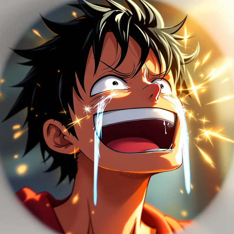 Bold Luffy PFP with warped anime composition and readable icon structure