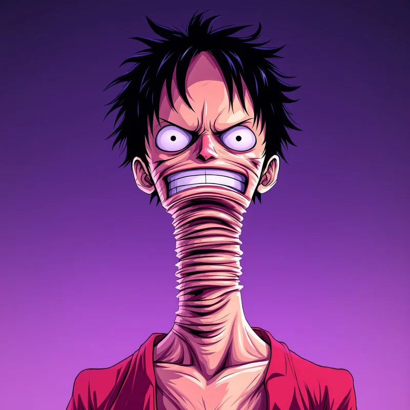 Bold Luffy PFP with warped anime composition and readable icon structure