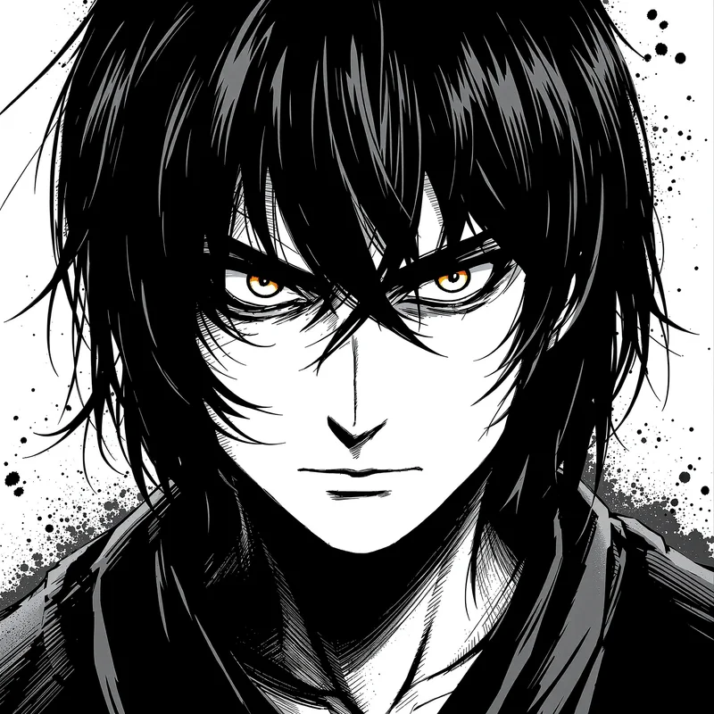 manga PFP portrait with simple gradient gray for aesthetic profile icon