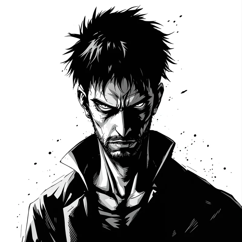 clean manga avatar portrait with clean white background for social media avatar