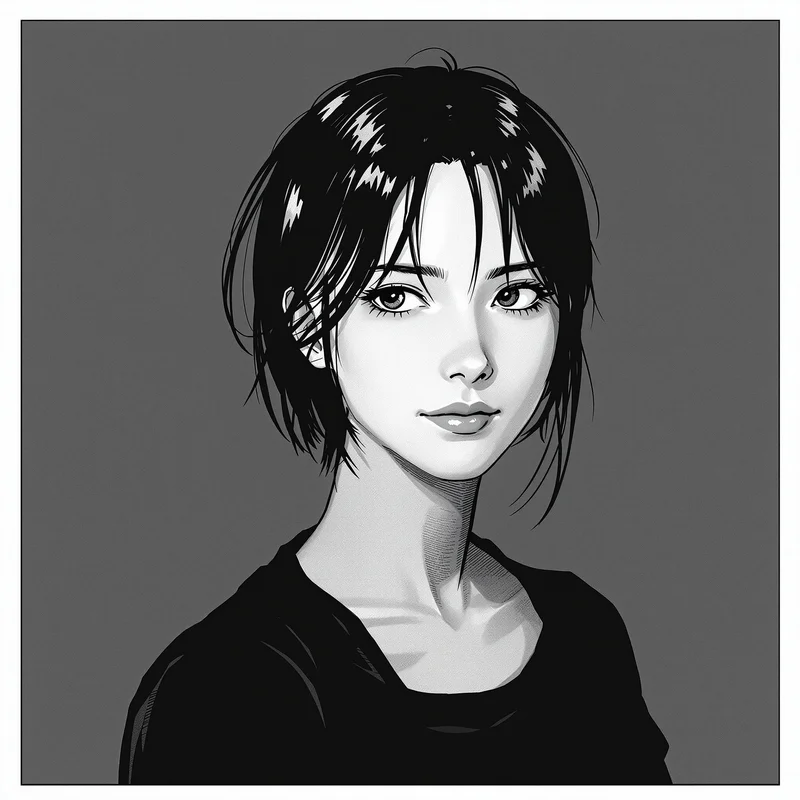 sketch manga profile icon with crisp linework for profile picture use
