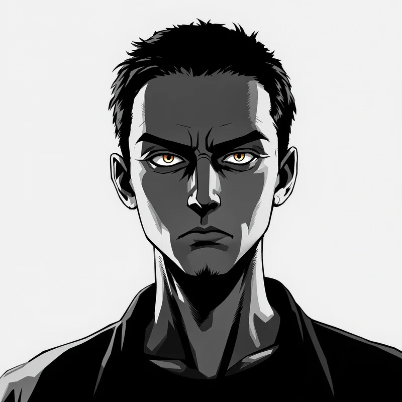 lineart anime avatar with crosshatch shading for anime profile display