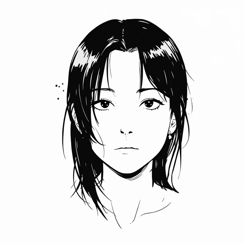 monochrome anime portrait with minimal background for clean avatar use