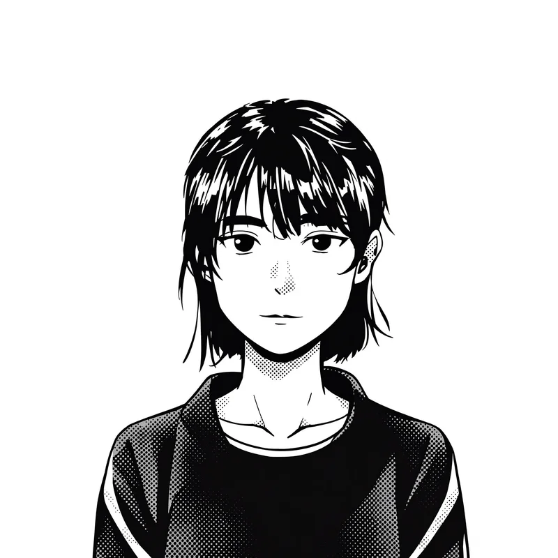 manga PFP portrait with minimal background for messaging profile icon