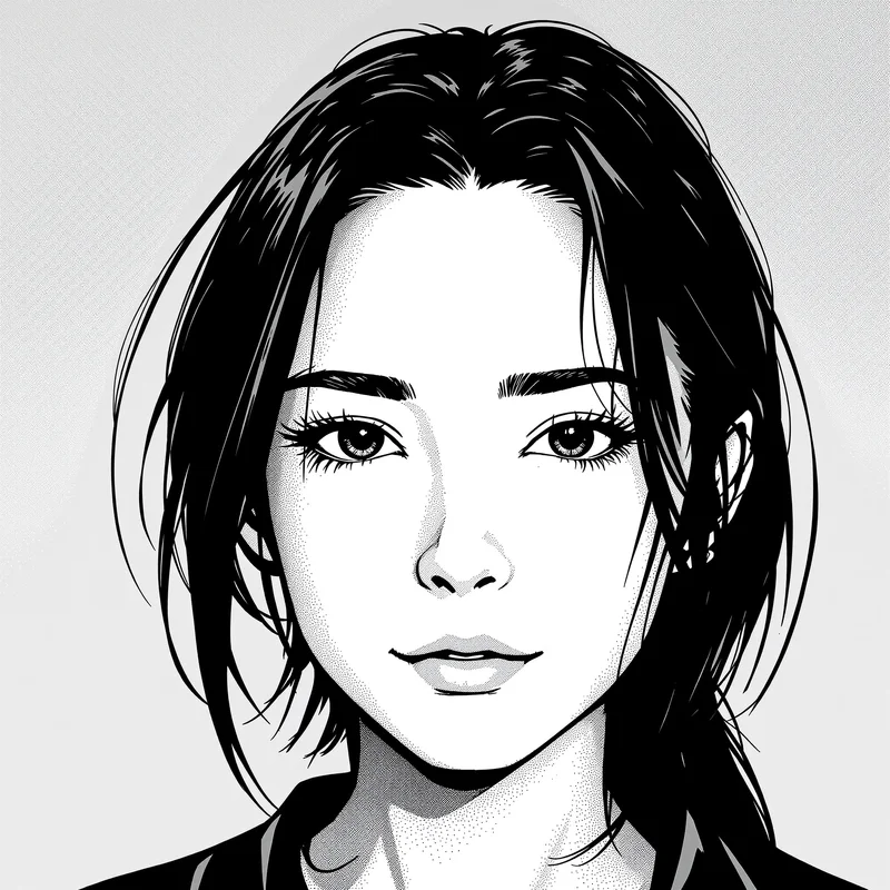 lineart anime avatar with halftone shading for online avatar styling