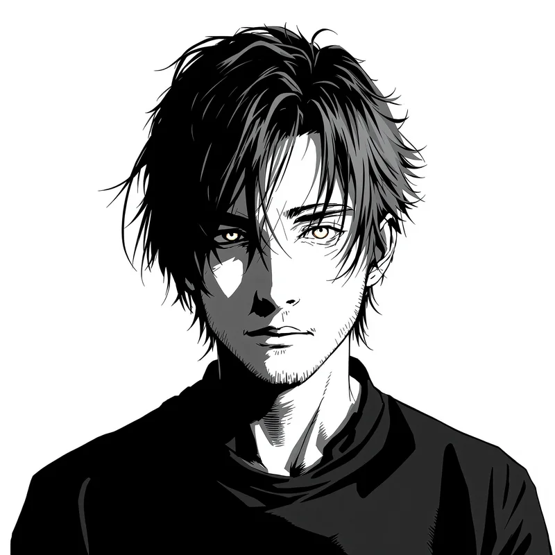 lineart anime avatar with halftone shading for clean avatar use