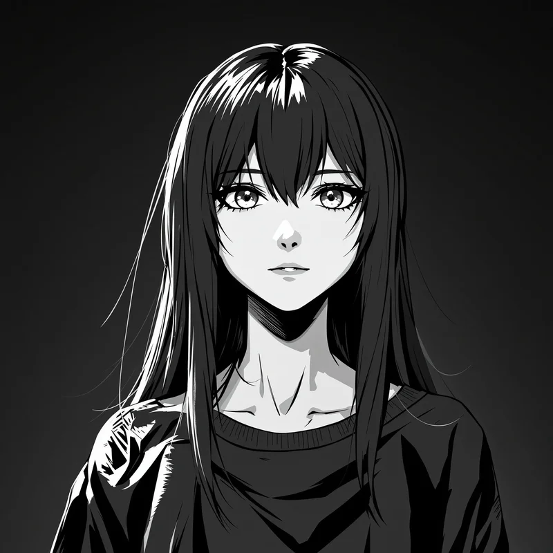 manga PFP portrait with halftone shading for messaging profile icon