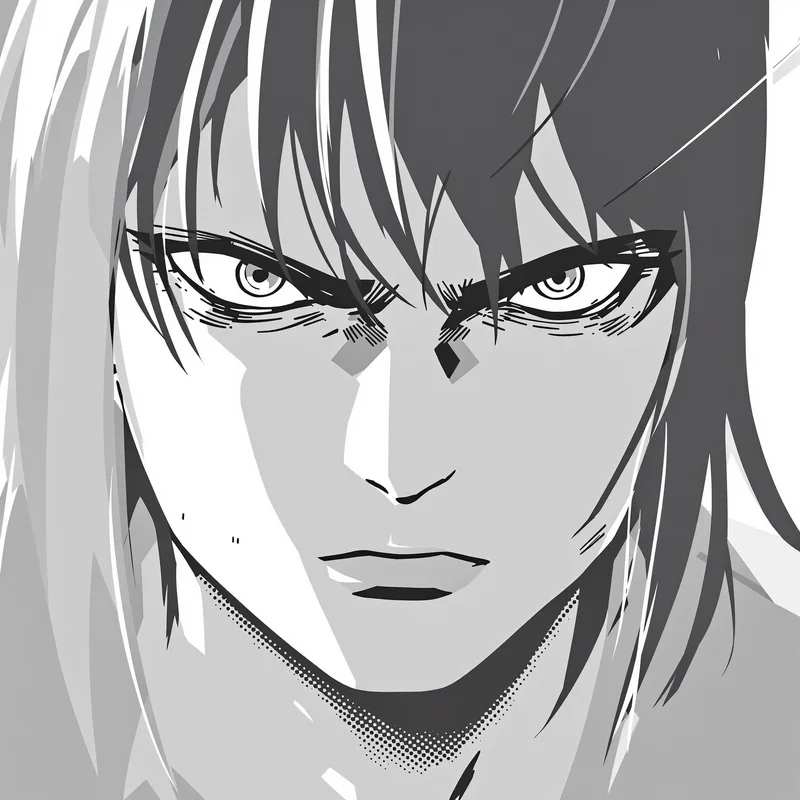 manga style PFP image with crosshatch shading for online avatar styling