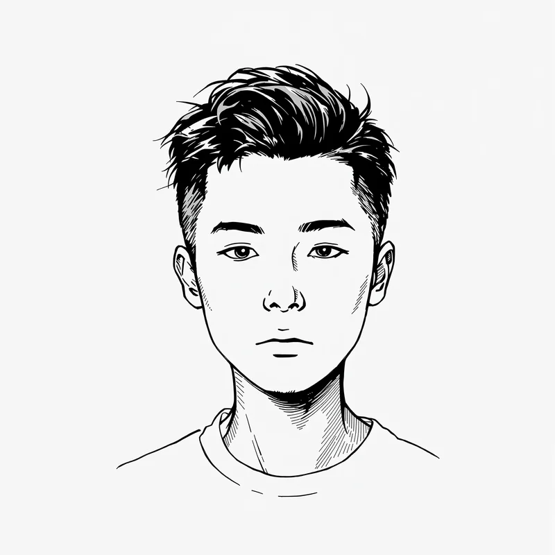 manga profile picture with crosshatch shading for messaging profile icon