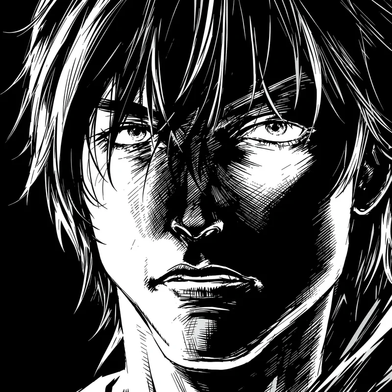 Manga profile image with intense expression