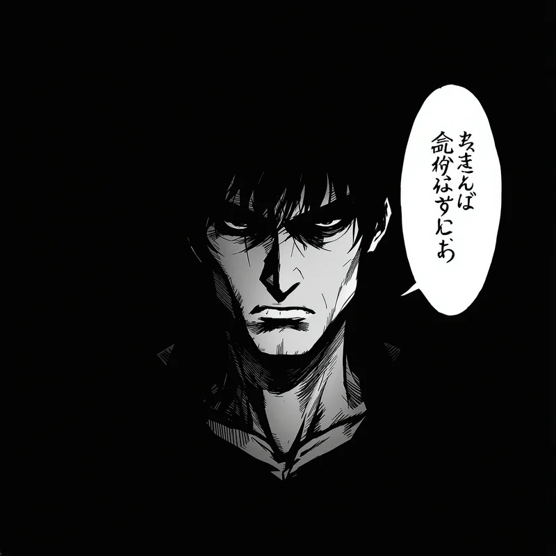 Black and white anime avatar with high contrast