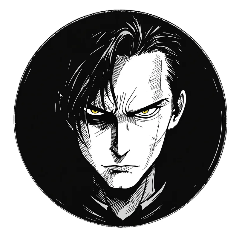 Black and white anime avatar with high contrast