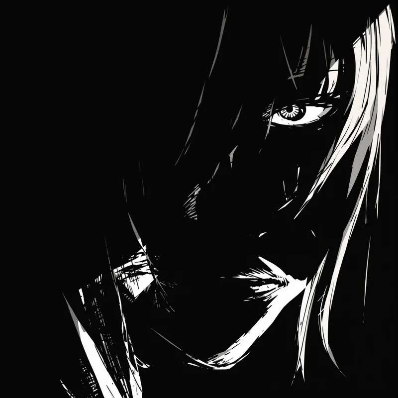 Black and white anime avatar with high contrast