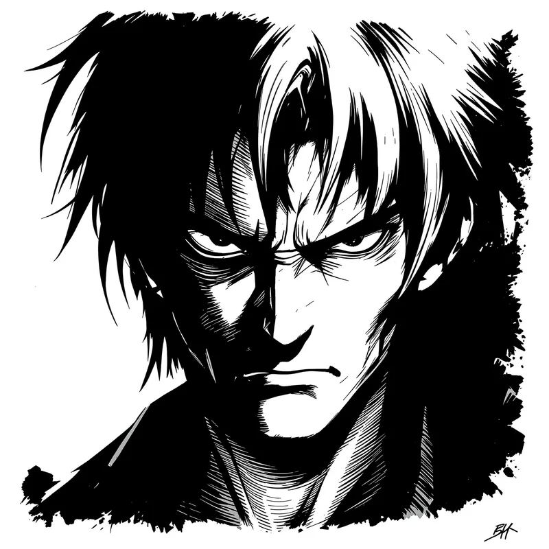 Manga profile image with intense expression