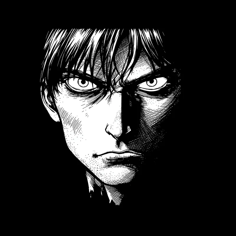 Manga PFP with strong ink lines and face clarity