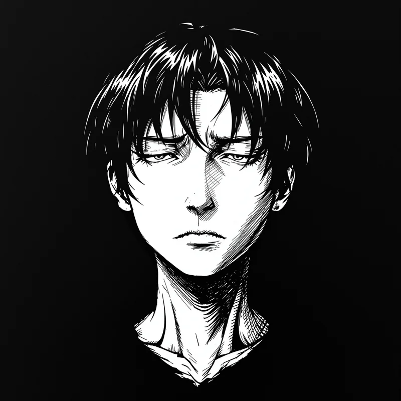 Manga avatar portrait with clean silhouette