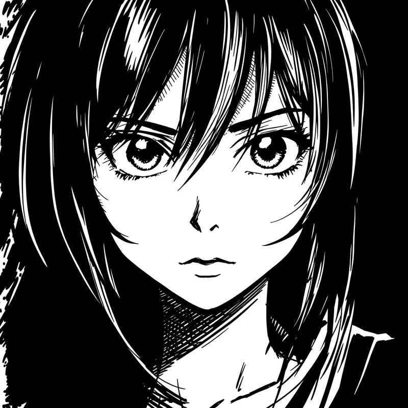 Manga avatar portrait with clean silhouette