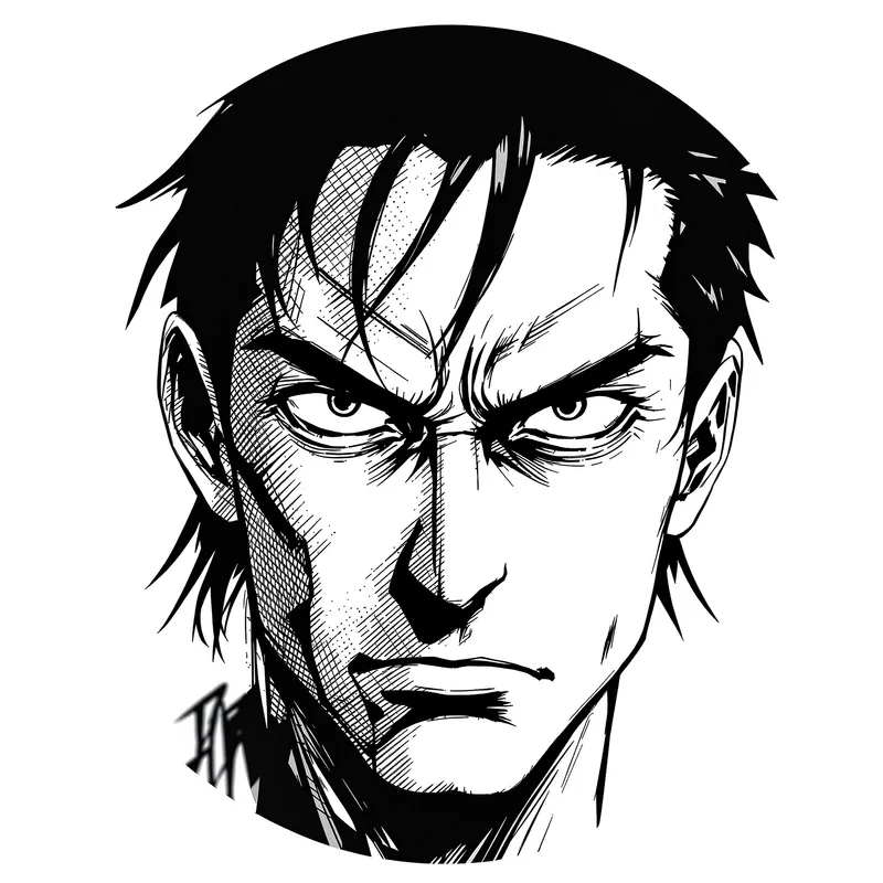 Manga avatar portrait with clean silhouette