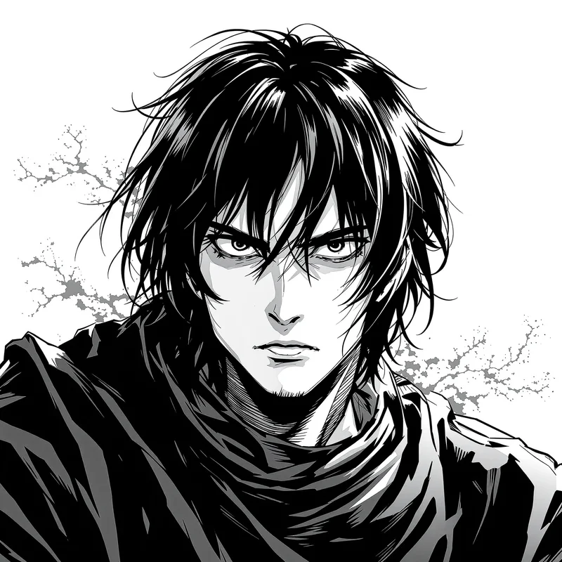 clean manga avatar portrait with minimal background for social media avatar