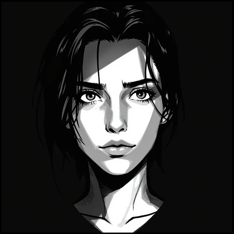 manga PFP portrait with simple gradient gray for digital profile identity