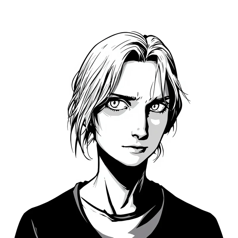 manga PFP portrait with crosshatch shading for profile picture use