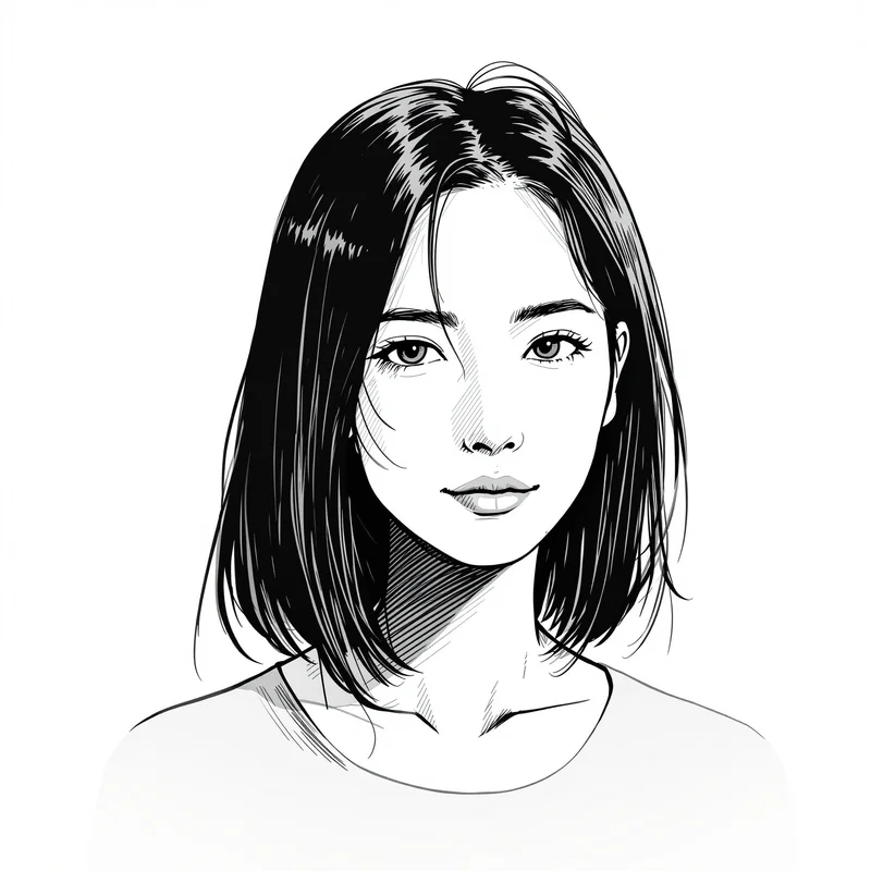 clean manga avatar portrait with halftone shading for monochrome PFP design