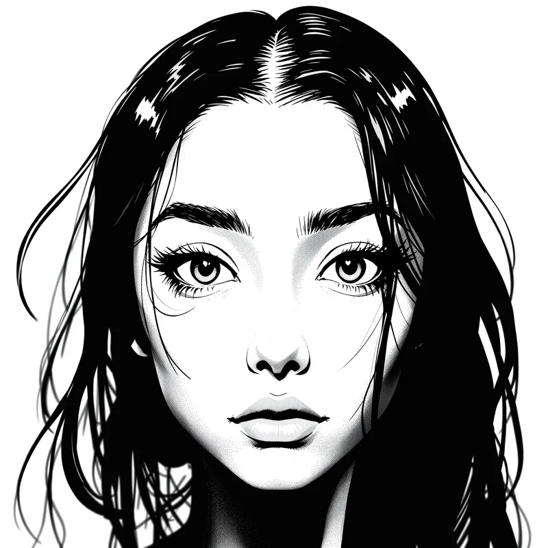 monochrome anime portrait with simple gradient gray for monochrome PFP design