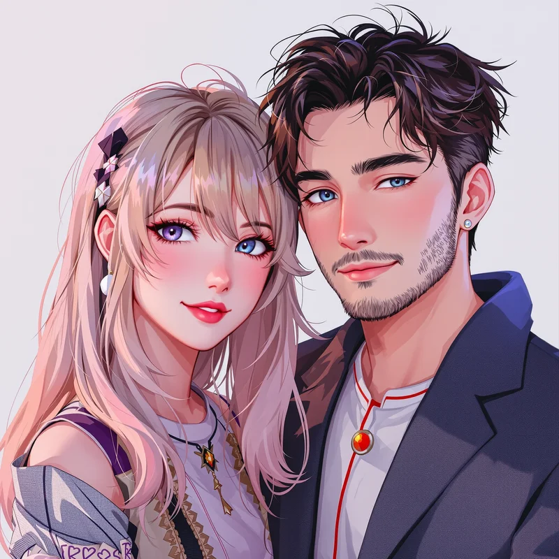 couple avatar set with complementary colors for avatar display