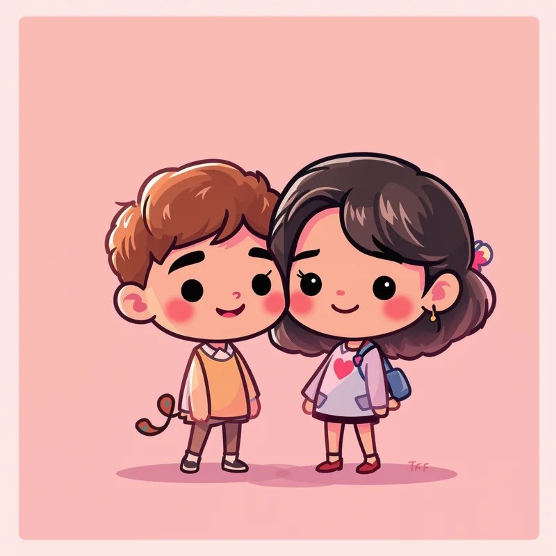 couple avatar set with synced pose for messaging profile icons