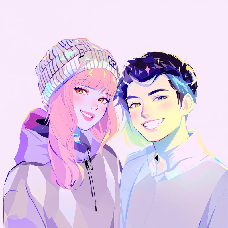 couple avatar set with mirrored design for digital identity