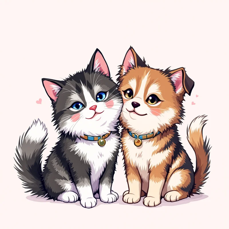 Cute cat and dog matching PFP with playful chemistry