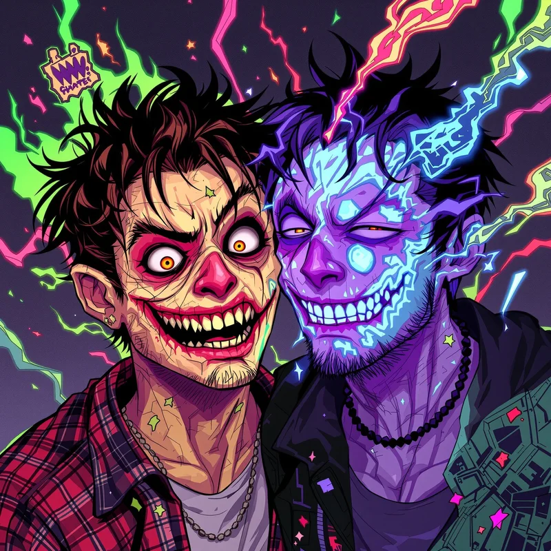 Chaotic cursed matching PFP duo with meme energy