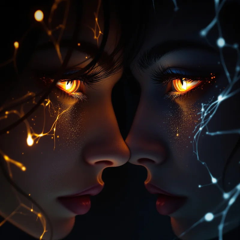 Matching PFP duo with glowing eyes and dark aura